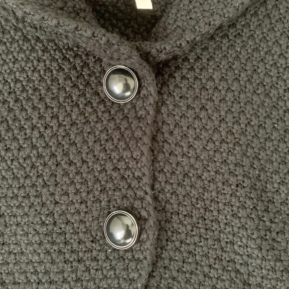 Chico’s Wool Blend Knit heavy Cardigan Shrug Sweater Short Sleeve size 2 Black - Picture 4 of 8